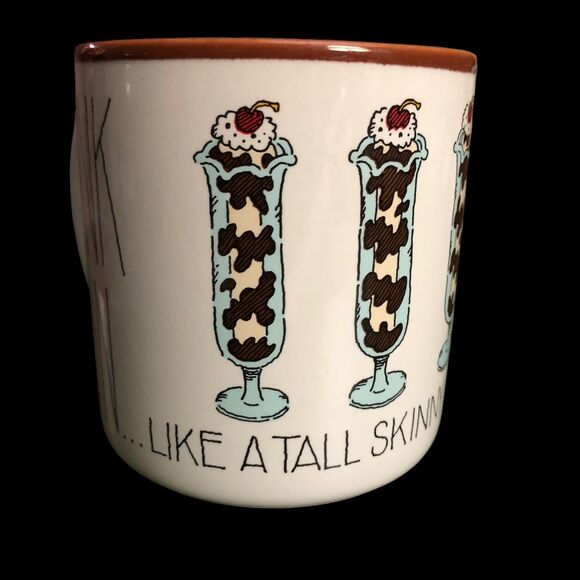 “Think Thin Like a Tall Skinny Hot Fudge Sunday” Vtg 1990 Coffee Mug, Large - Picture 2 of 7